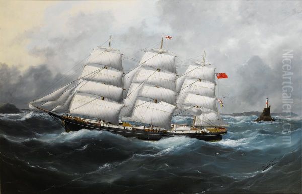 The "Richard Rylands" passing the Fastnet Rock - view 1