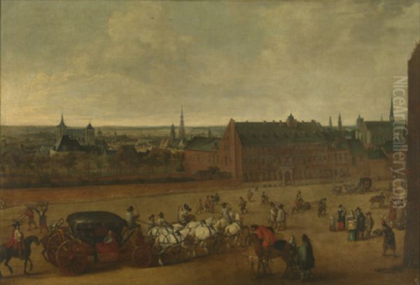 The Count of Bournonville in his carriage in front of his residence in Brussels - view 1