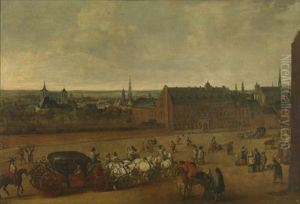 The Count of Bournonville in his carriage in front of his residence in Brussels by Peter Snayers