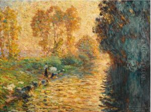 LES LAVANDIERES AU CREPUSCULE by Henri Lebasque