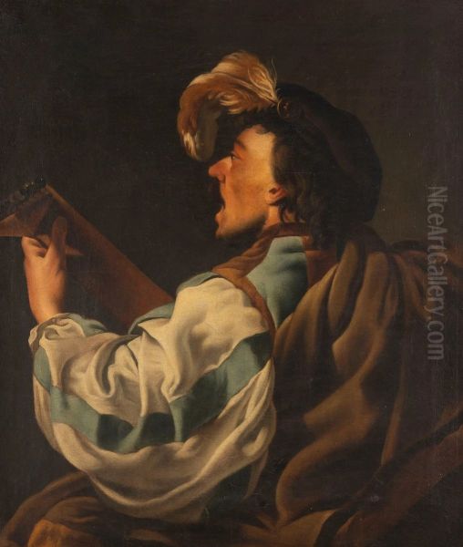 Singing lute player in lost profile - view 1