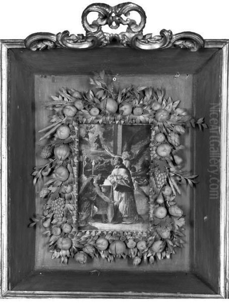 Saint Carlo Borromeo Praying At An Altar With Two Angels, Experiencing A Vision Of Christ In The Garden Of Gethsemane - view 1