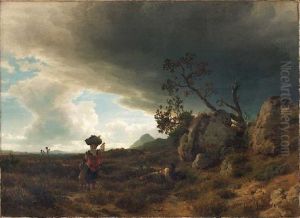 Campagna - Landscape in the event of a thunderstorm by Oswald Achenbach