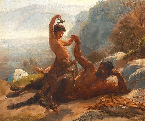 A centaur playing with his son. - view 1