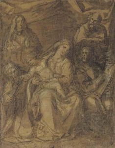 The Madonna And Child With Saints Mary Magdalene, Catherine, Joseph And Luke by Vicente Carducho