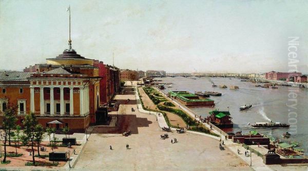 View on theAdmiralty EmbankmentandNeva Riverfrom theWinter PalaceinSaint Petersburg,Russia. - view 1