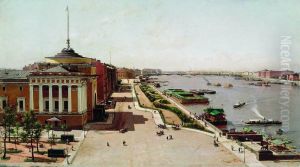 View on theAdmiralty EmbankmentandNeva Riverfrom theWinter PalaceinSaint Petersburg,Russia.