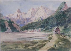 See mit Gebirgslandschaft by Adolf Blamauer