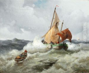 Fischer in sturmischer See by Adolf Kaufmann