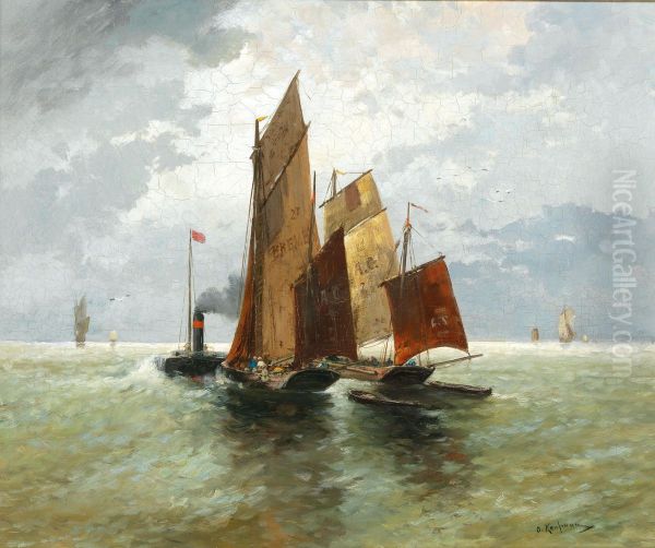 Dampfschiff und Fischer auf hoher See - view 1
