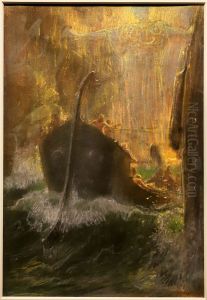 la nave di ulisse tra scilla e cariddi by Adolf Hiremy-Hirschl