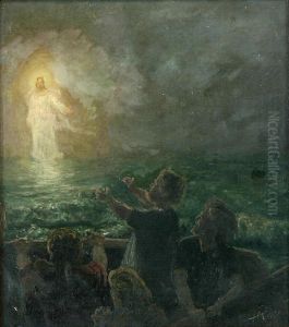 Religious scene at the sea. Religious scene at the sea.