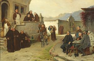 Ankunft der Bettelmonche im Kloster(hofe) by Adolf Humborg