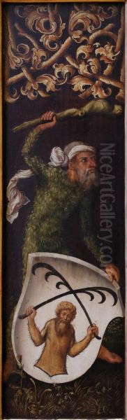 "Sylvan Men" with Heraldic Shields of Oswolt Krel - view 1