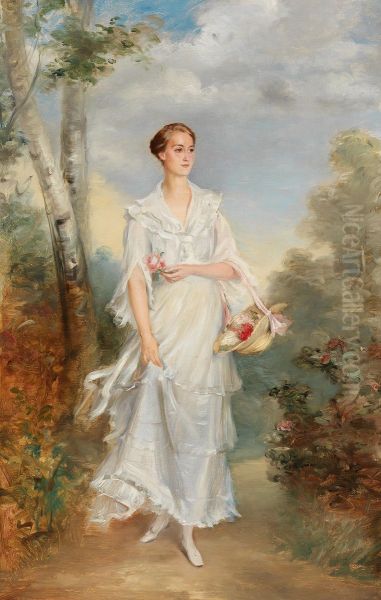 Portrait of a Young Lady with a Basket of Flowers. - view 1