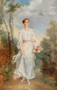 Portrait of a Young Lady with a Basket of Flowers.