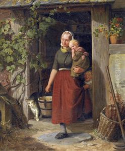 A young wine grower and her children by Adolph Richter