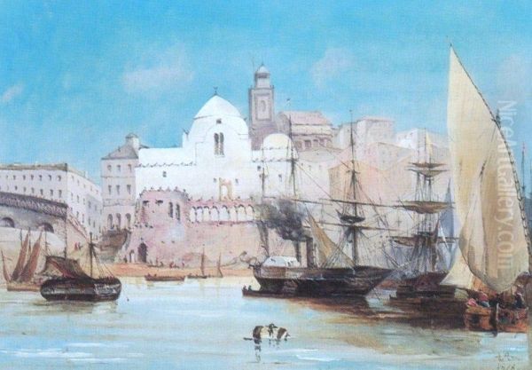 Bateaux dans le port d'Alger. - view 1