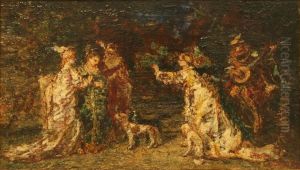 Gallant Meeting in the Park by Adolphe Joseph Thomas Monticelli