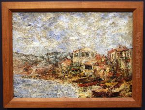 marina vicino marsiglia (villaggio fantastico) by Adolphe Joseph Thomas Monticelli