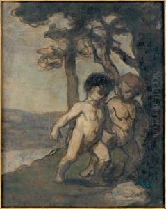 Deux enfants by Honore Daumier