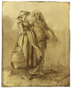 An Amorous Peasant Couple Conversing by Adriaen van de Venne
