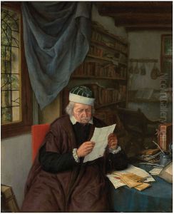 A lawyer seated at a table reading a letter