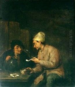 Two Men Sitting at a Table by Adriaen van Ostade