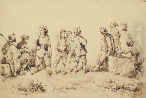 Personaggi In Costume Napoletano by Consalvo Carelli