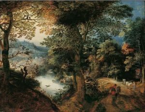 Forest landscape with farmers by Adriaen Van Stalbemt