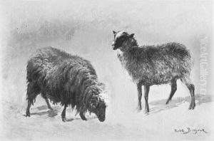 Zwei Schafe auf der Weide by Rosa Bonheur