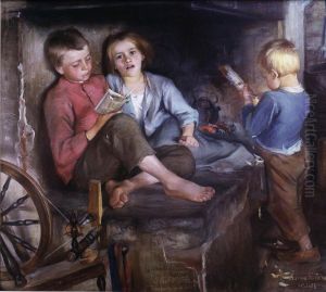Pyhakoululapsia hellan nurkassa by Hanna Frosterus-Segerstrale