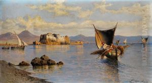Ansicht Der Bucht Von Neapel Mit Dem Palazzo Donnanna by Giuseppe Carelli