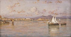 Veduta Del Vesuvio Da Mergellina by Giuseppe Carelli