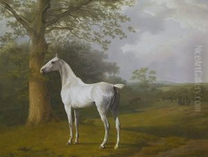 Gray horse in pasture by Jacques-Laurent Agasse