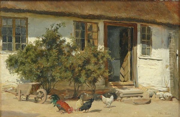 Farm exterior with hens. - view 1