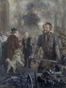 Besuch im Eisenwalzwerk by Adolph von Menzel