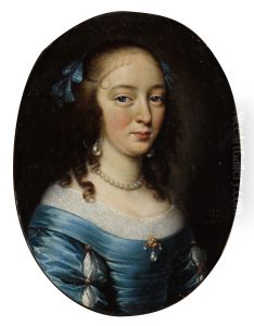 Portrait of an elegant lady, half-length, in a blue dress