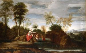 Latona, with her children Apollo and Diana, turning the Lycian peasants into frogs by Antonio Marziale Carracci