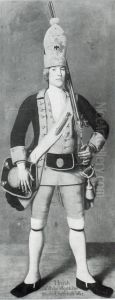 Grenadier vom Roten Leibbatallion der Riesengarde Friedrich Wilhelm I. Heinrich Wilhelm Wagenfuhrer aus der Grafschaft Wied by Johann Christof Merck