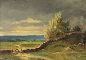 Landscape with a gate. by Otto Bache