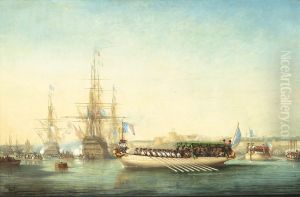 Le duc et la duchesse de Nemours en rade de Brest by Jules Achille Noel