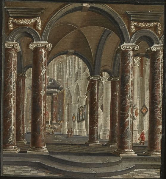 Church interior with marble columns - view 1