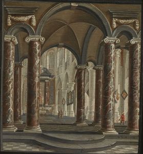 Church interior with marble columns by Daniel de Blieck