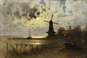Wind Mill in Moonlight by Walter Moras