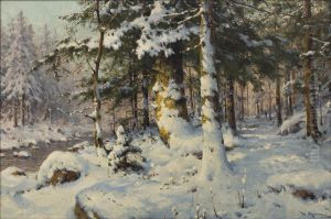 Winterlandschaft mit Bach by Walter Moras