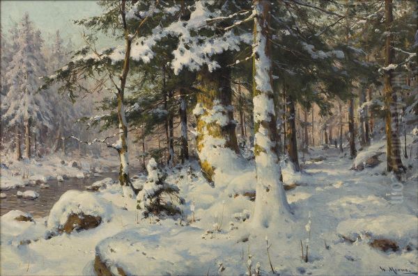 Winter landscape with a creek - view 1