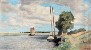 Dinghies at the bank of the Warnow river