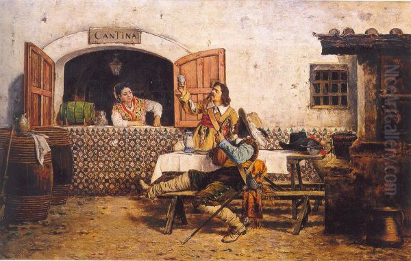 Mosqueteros sentados fuera de una cantina - view 1