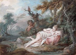 Satyre Et Nymphe Et Leda Et Le Cygne by Jacques Philippe Caresme